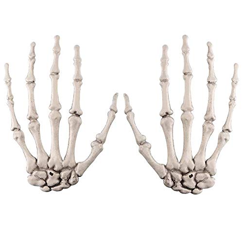 Hosfairy 1 Pairs Halloween Skeleton Hands Plastic Hand Skeleton Model for Halloween Decoration Terror Scary Props