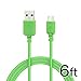 EZOPower Extra Long 6ft Green Micro-USB 2in1 Sync and Charge USB Data Cable for Samsung, HTC, LG and Other Smartphone