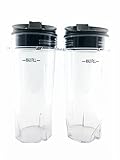 Sduck Replacement Parts for Nutri Ninja, Two Pack 16 oz. Cups and Sip with Seal Lids Fit for Ultima & Professional Nutri Ninja Series BL770 BL780 BL660 All Pro 4 Tab Blenders