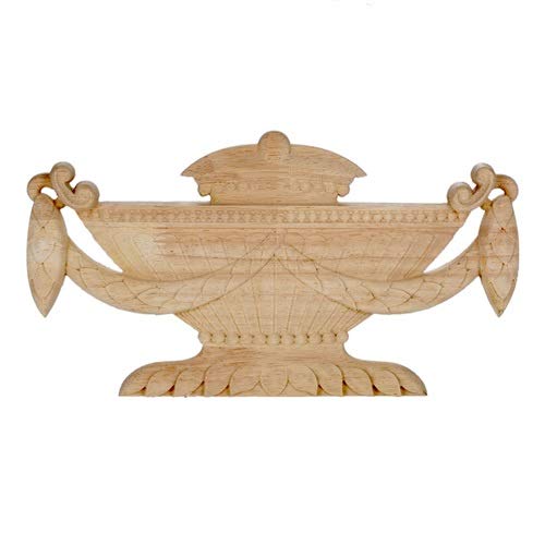 MUXSAM Wood Carved Appliques, 1-Pack Unpainted Center Woodcarvings Decals Onlays for Mirrors Walls Doors Cabinet Dresser Mantel Fireplace Bed Cupboard Wardrobe Frame Decoration DIY Project, Style-A