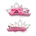 Elesa Miracle 8pc Baby Girl Toddler Kids Little Girl Pink Bow Silver Rhinestone Crown Tiara Hair Clips in Gift Box (8pc- Pink Bow with Silver Crown)