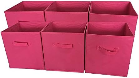 Storage Cube Basket Fabric Drawers are the perfect gift for your storage organizer, racks, closets, etc. Great way to organize your home (Fuchsia)