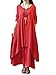 ANSELF WOMEN'S CASUAL,LOOSE DRESS BOHO, LONG SLEEVE WITH POCKETS, RED,LARGE