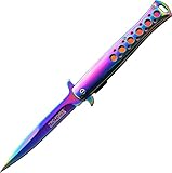 TAC Force TF-884RB-MC Spring Assisted Knife Rainbow Titanium Coated Blade, 5