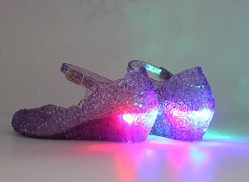 Jelly Sandal For Girls With LED Light Heel Princess Girls' Sparkle Dress Up Cosplay Heel Jelly Shoes Size 3 - Thumbnail 3
