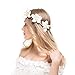 Valdler Lily Flower Crown with Adjustable Ribbon for Wedding Festivals Ivory