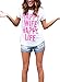 ZXZY Women's Happy Wife Happy Life Letter Print Loose Casual Top T-Shirt Tees White