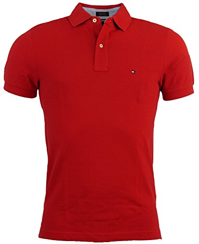Tommy Hilfiger Mens Custom Fit Solid Color Polo Shirt - M - Red
