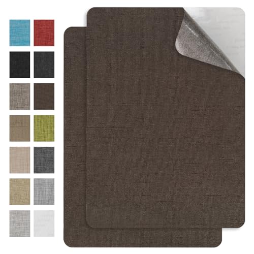 EMORBALS 2Pcs 8 * 11Inch Couch Patches Repair Fabric, Self-Adhesive Couch Repair Patch with Strong Glue, Repair Patch for Sofa, Tote Bags, Car Seats, Furniture,Etc(Dark Brown)