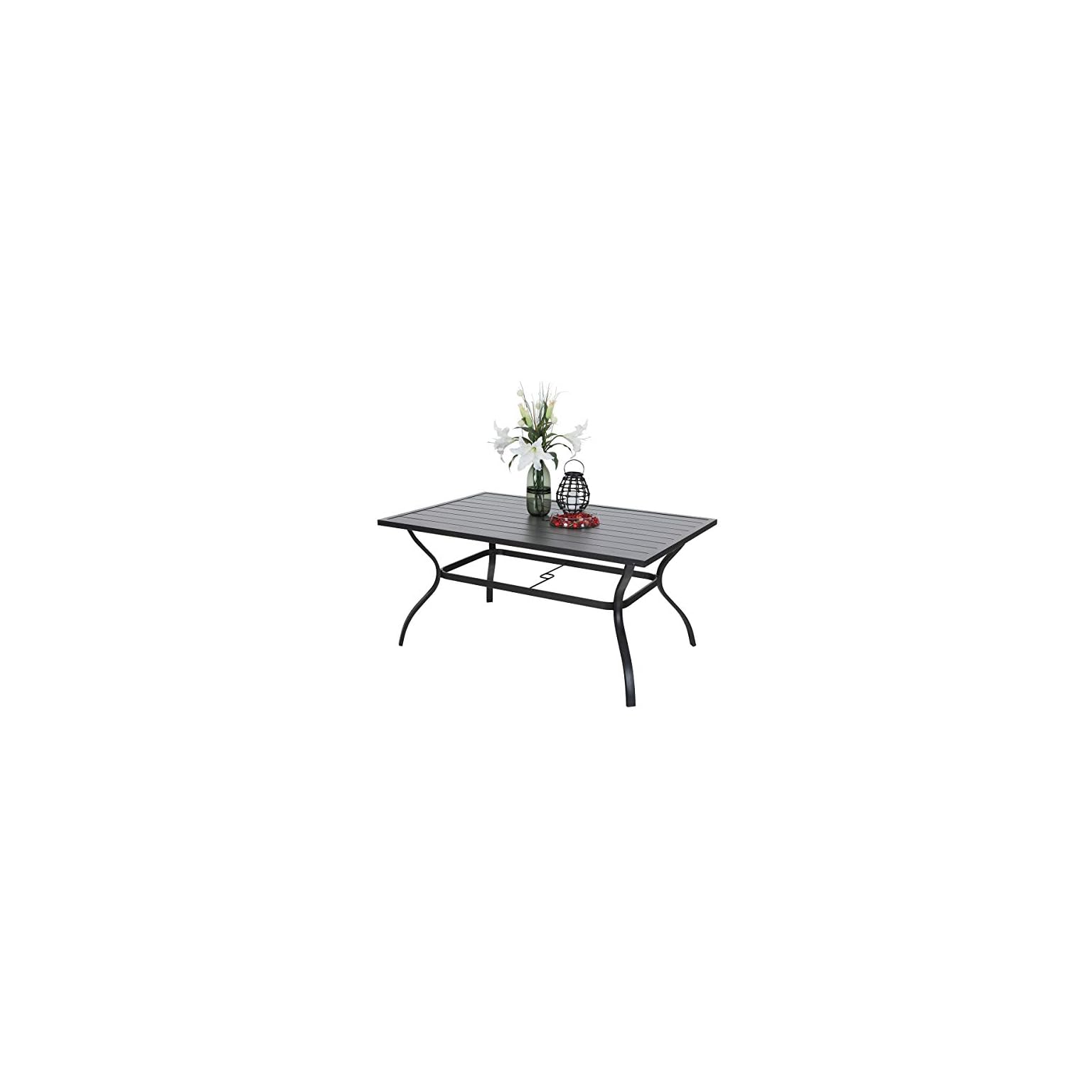 PHI VILLA Outdoor Patio Dining Table, 60 Inches Large Rectangle Dining