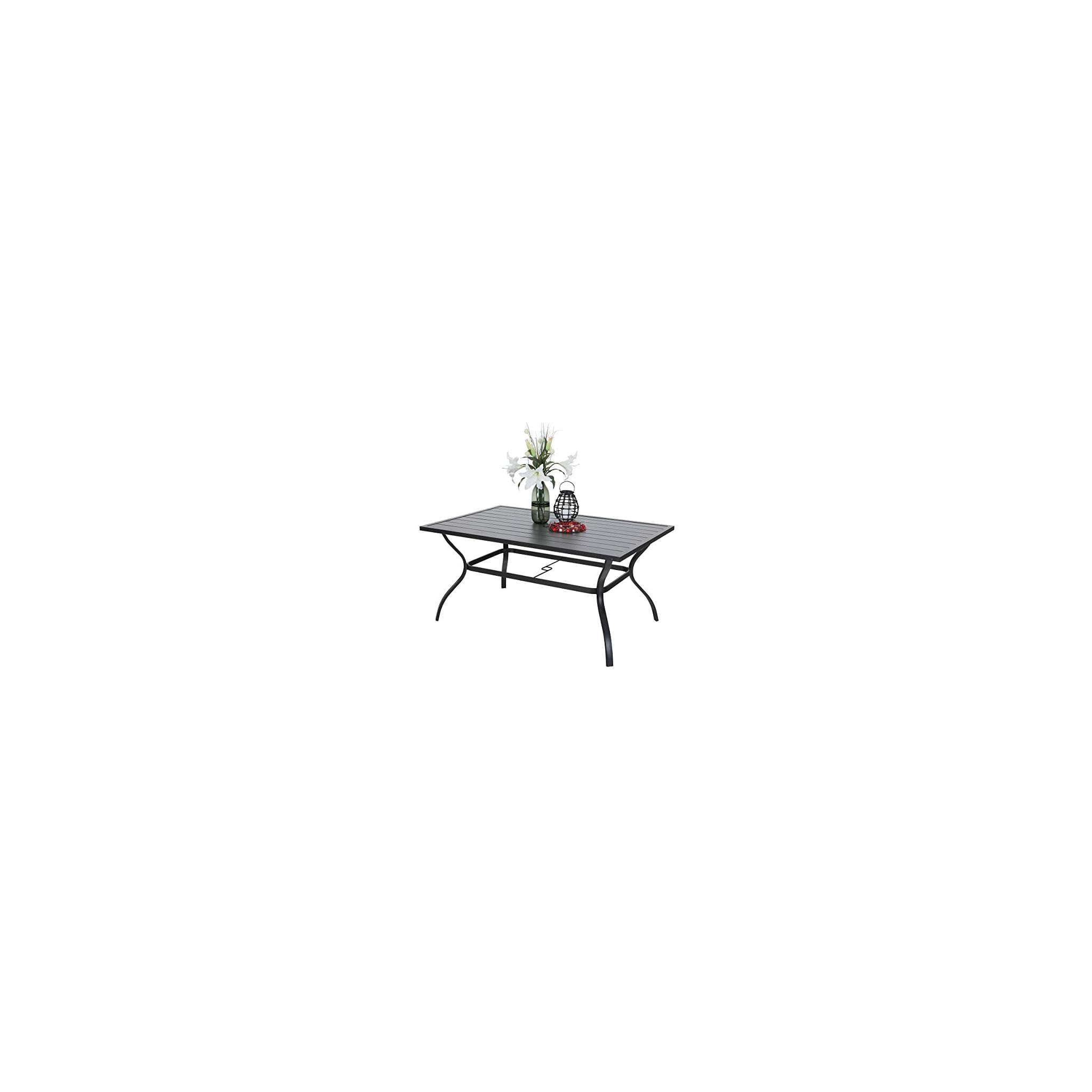 PHI VILLA Outdoor Patio Dining Table 60 Inches Large Rectangle Dining