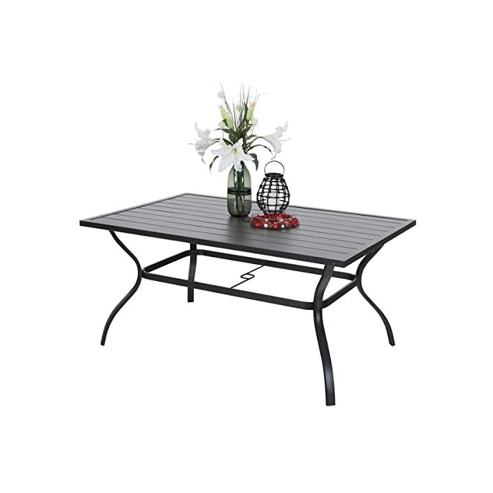 PHI VILLA Outdoor Patio Dining Table, 60 Inches Large Rectangle Dining