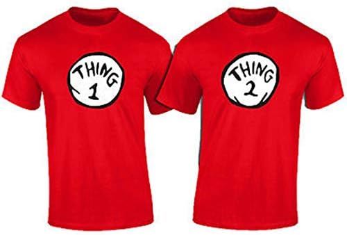 Thing 1,2,3,4,5,6 Funny T-Shirt (ADT Large) Red
