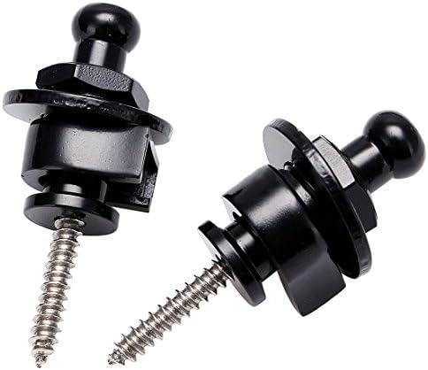 Jiuyin Guitar Bass strap locks Schaller Style Straplocks Electric Acoustic Guitar Bass Round Head Strap Locks button, Guitar replacements (2pcs Black)