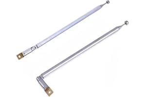 LHAZEMU AM FM Radio Universal Antenna,62cm 24.4" Length 4-Sections Stainless Steel Radio Antenna for AM FM Radio Receiver TV and More 2pcs Silver.