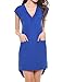 Meaneor Women's Deep V Neck Short Sleeve Pocket High Low Loose Tunic Dresses