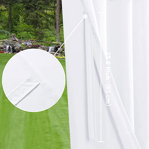 Hiasan White Outdoor Curtains for Patio Waterproof, 54 x 84 inch