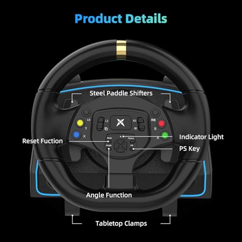 DOYO Racing Wheel, 1080° Gaming Steering Wheel with Pedals and Shifter, Vibration Feedback, Paddle Shifters, Race Steering Wheel for PC, Xbox One, PS4, Xbox Series X/S, PS3, Switch