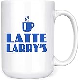 senooe Latte Larry's Coffee Shop Coffee Mug 15 oz - Funny Graphic Ceramic Coffee Mug Coffee Mugs Tea Cup Fun Novelty Gift