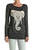 NBU Women's Long Sleeve Elephant Patch Tunics Top