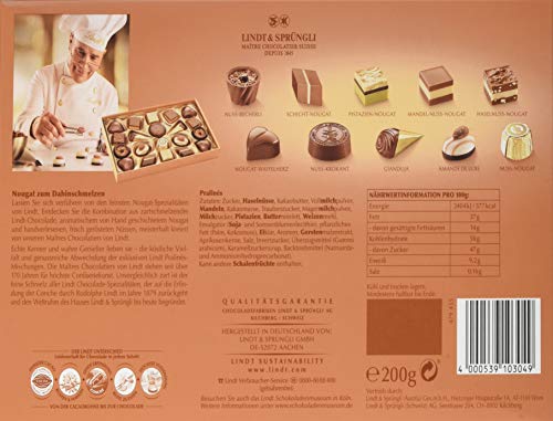 Lindt Schokolade - Pralinen Für Kenner Nougat | 2 x 200 g | Pralinés-Schachtel mit 20 feinen, zartschmelzenden Nuss… – Bild 3