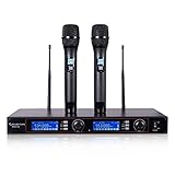 Sound Town 200-Channel Rack Mountable Professional UHF Wireless Microphone System with Metal Receiver and 2 Handheld Mics (NESO-U2HH)