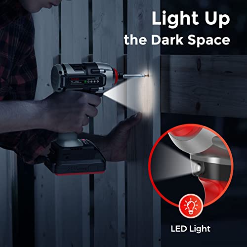 Cordless Impact Driver Set, SCANS 20V Brushless Impact Driver kit, 1550In.lb Max Torque, 2500RPM, 1/4