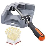 TOYOTERU 90 Degree Corner Clamp Adjustable Bench Vise Tool for Woodworking Welding Doweling Aquarium Cabinet Frame Water Tank - Single Handle with Gloves