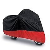 uxcell L 180T Rain Dust Motorcycle Cover Black+Red Outdoor UV Waterproof 86