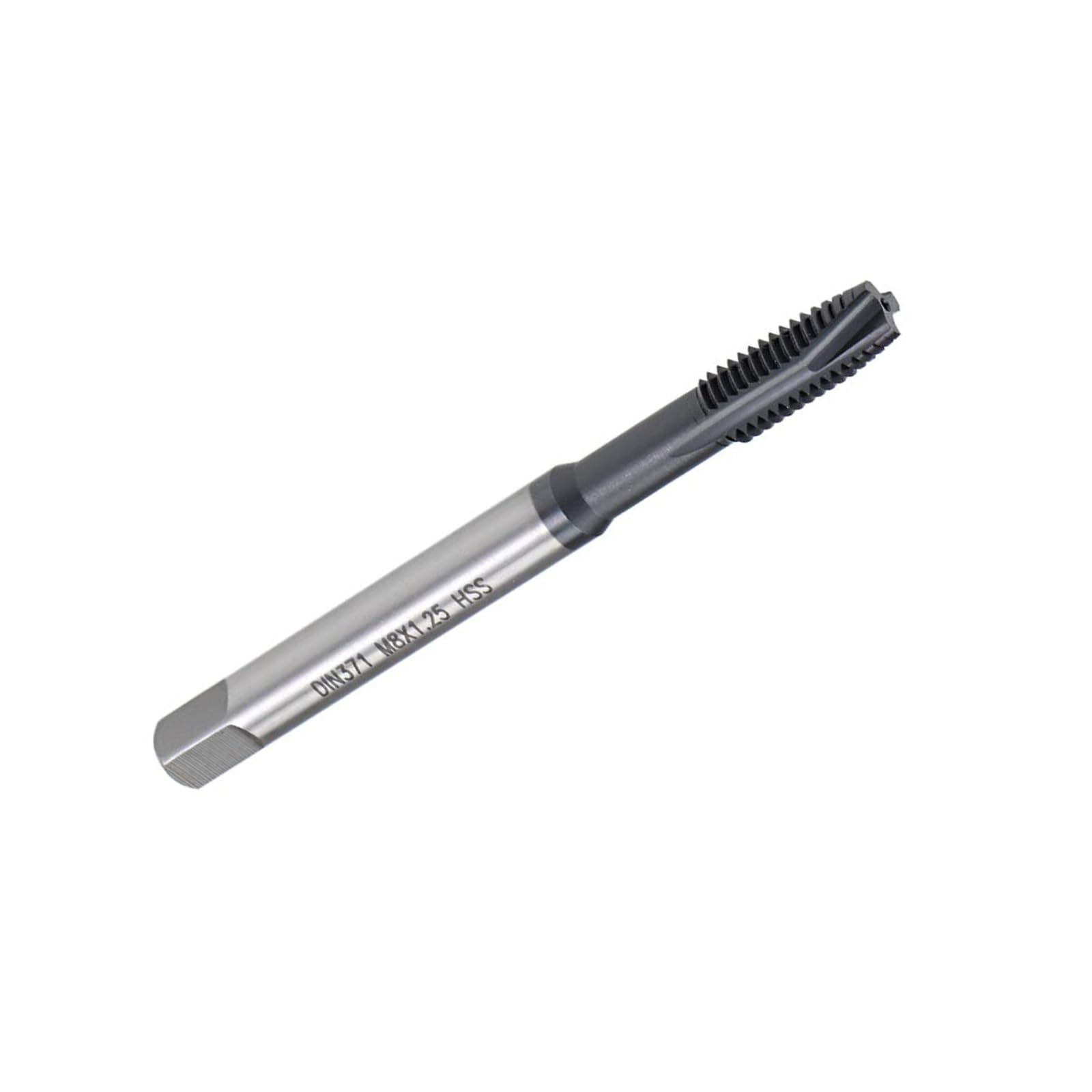 Boxonly Spiral Point Threading Tap M8 x 1.25mm, for Through-Hole Threads, H2 High Speed Steel, TICN Coated Finish, Round Shank with Square End, Metric Drill Thread Screw Taps Tapping Bit 1pcs