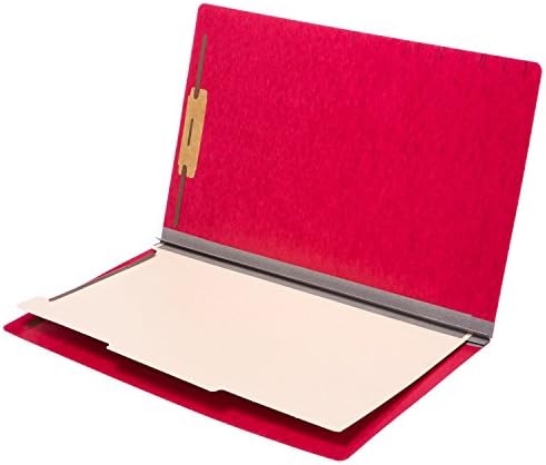 TAB Top Tab Pressboard Classification Folder 2" Expansion with 1 Divider Legal Size Executive Red 25/Box