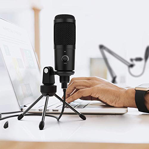 HAIPUSEN USB Kondensator Mikrofon für PC Studio mit Stativ und Arm, Professionelle Podcast-Mikrofonsets 192kHZ/24bit für… – Bild 6