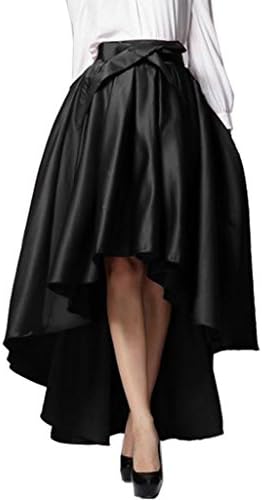 Choies Women's Burgundy/Black Bowknot High Waist Hi-Lo Party Skater Skirt