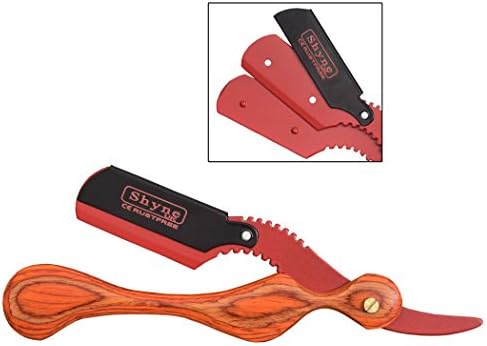 Maroon & Orange Straight Cut Throat Shaving Razor Wooden Barber Hair Salon