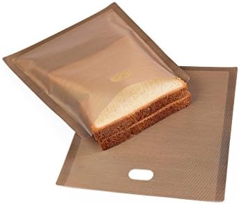 Toaster Bags, UNEGO 3 Packs Non Stick Reusable Toaster Bags 1816CM for Grilled Cheese Sandwiches Hamburgers Snacks Hot Dogs Panini Garlic Toast (Easy Clean, Heat Resistant, Food-grade, FDA Approved)