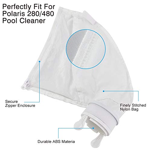 Homga Nylon Mesh Pool Cleaner Bags, Compatible Zipper Replacement Bag for Polaris 280, 480 Pool Cleaner All Purpose Filter Bag K13, K16 (2 Pack)