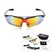 WOLFBIKE POLARIZE Sports Cycling Sunglasses with 5 Set Interchangeable Lenses Black Frame