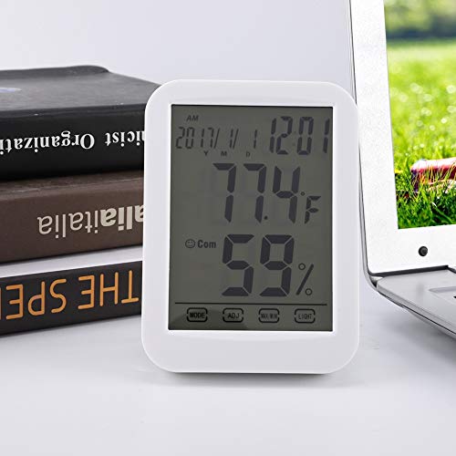 Digital Mini Instant-Read Temperature Touch Large Screen Clock Temperature and Humidity Meter Thermometer Digital Thermometer Digital Hygrometer for Household Office Gym Kitchen etc