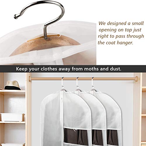 KEEGH Hanging Garment Bag Suit Long Dress Protector Bags for Clothing Closet Storage Full Zipper (Set of 8) PEVA Moth-Proof Lightweight Breathable Clothes Dust Cover 60 inches - Thumbnail 3