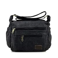 XUYRENP Men Bag Canvas Bag Men Shoulder Fashion Handbag Messenger Bag Men (Color : Black, Size : One Size)