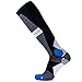 Pure Athlete Compression Ski Socks Merino Wool – Thermal Warm Socks for Skiing, Snowboarding, OTC (1 Pair - Black/Blue, Large)