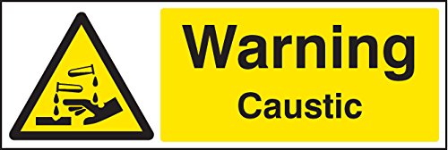Caledonia Signs 24406G Warning Caustic Sign, Self Adhesive Vinyl, 300 mm x 100 mm