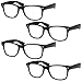4 Pairs Deluxe Wayfarer Style Reading Glasses - Standard Fit Spring Hinge Readers Black/+1.50