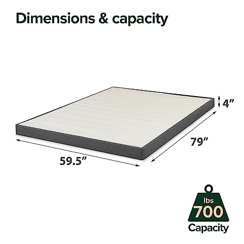 ZINUS Upholstered Metal and Wood Box Spring / 4 Inch Mattress Foundation / Easy Assembly