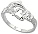 Sterling Silver Diamond Cut Dolphin w/ Heart Cut Out Ring