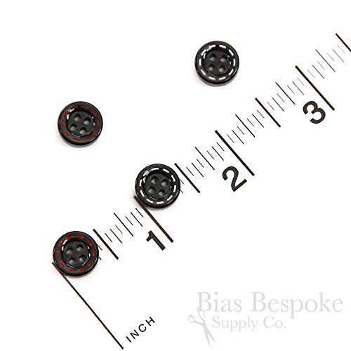 Set of 12 Thick Black Shirt Buttons with White Detailing, Made in Italy