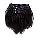 Vanalia Kinky Coily Human Hair Clip in Hair Extensions, 4A 4B Clip Ins for Black Women 9A Brazilian Remy Human Hair, Double Lace Wefts Natural Black, 120 Gram,16 Inch