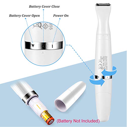 bikini trimmer for woman ladies razor electric shaver waterproof 3 in 1 palmperfect facial hair removal trimmer for bikini area legs underarms pubic hair,AA battery Powered,wet or dry use (white)