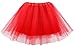 Denovit Women's Costume Tulle Ballerina 4 Layered Sparkly Shimmer Tutu Skirt,Red