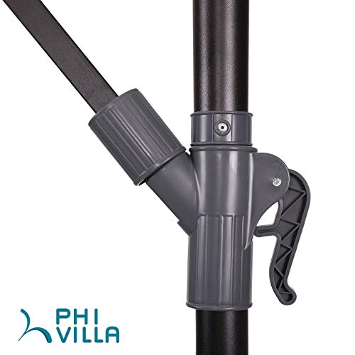 PHI VILLA 10ft Offset Hanging Umbrella with 32 PCS LED Lights Solar